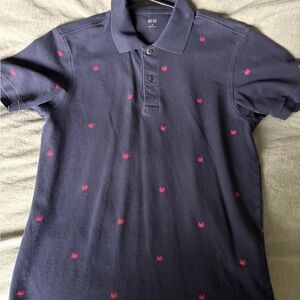 Uniqlo Navy Blue Crab Motif Polo Shirt - Men’s Size Medium